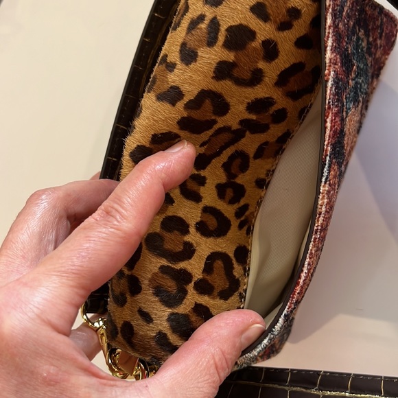 Lauren Ralph Lauren Crocodile Leather Cheetah Crossbody Handbag - Picture 7 of 8